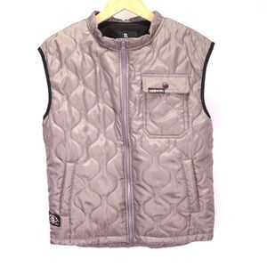 Zero Foxtrot Vest Women XL Grey Full Zip Quilted Woobie Insulated Puffer Skull